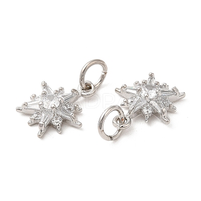 Rack Plating Brass Micro Pave Clear Cubic Zirconia Charms KK-Z026-06P-1
