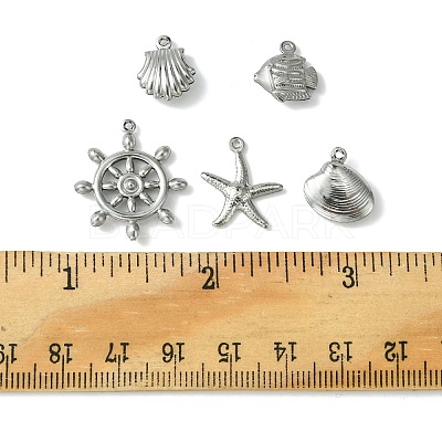 60Pcs 5 Styles Stainless Steel Charms STAS-FS0001-46-1