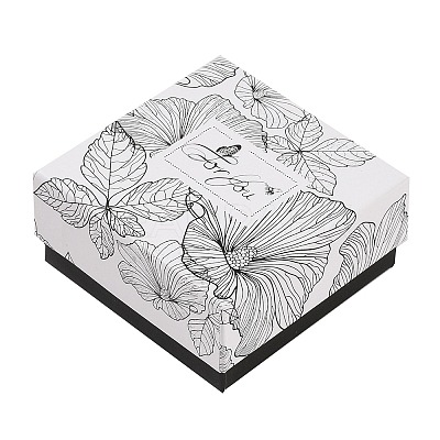 Flower Print Cardboard Paper Jewelry Storage Boxes LS-CON-P022-01C-1