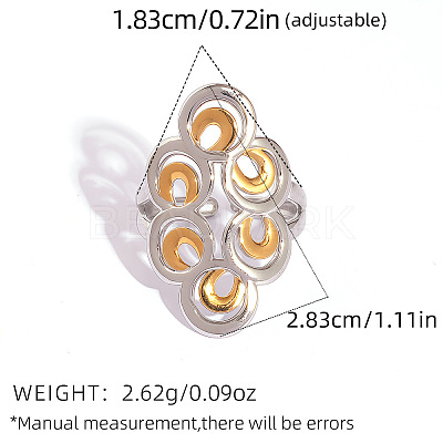 304 Stainless Steel Two Tone Cuff Rings FS-WGD264E-03-1