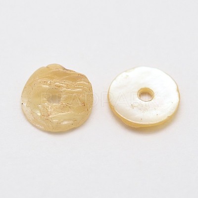 Flat Round Natural Akoya Shell Beads SHEL-N034-11-1