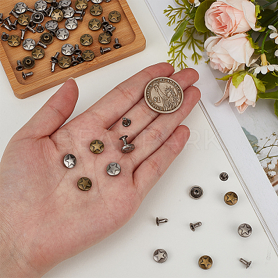 12 Bags 2 Colors Zinc Alloy Decorative Rivets FIND-FG0005-52B-1