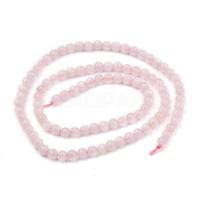 Natural Rose Quartz Round Beads Strands X-G-P072-05-4mm-1
