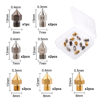 Olycraft 13Pcs Brass/Steel 3D Printer Nozzle Accessories FIND-OC0001-34-1