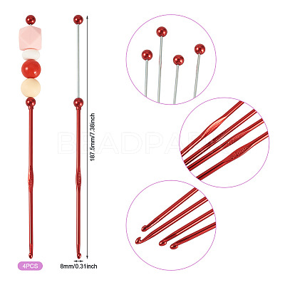 4Pcs DIY Alloy Beadable Crochet Hooks AJEW-TA0003-50A-1
