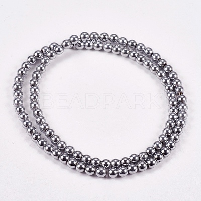 Electroplate Non-magnetic Synthetic Hematite Beads Strands X-G-J169A-4mm-02-1