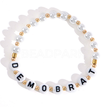 Minimalist ABS Imitatiom Pearl Round Beads Stretch Bracelets for Women EC7988-2-1