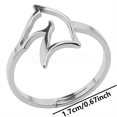 Non-Tarnish 304 Stainless Steel Adjustable Ring PW-WG80088-01-1