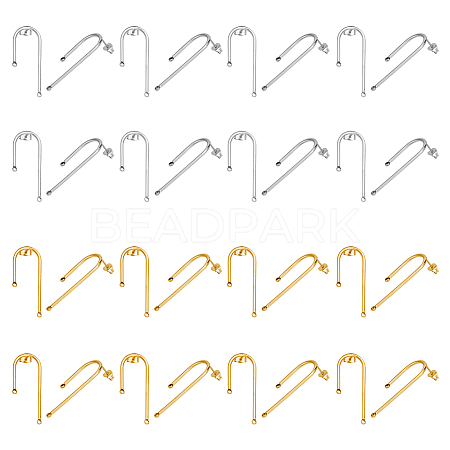 16 Pairs 2 Colors 304 Stainless Steel Arch Stud Earring Findings STAS-UN0047-91-1