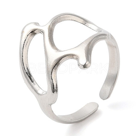 304 Stainless Steel Twist Hollow Open Cuff Ring for Women RJEW-I098-32P-1