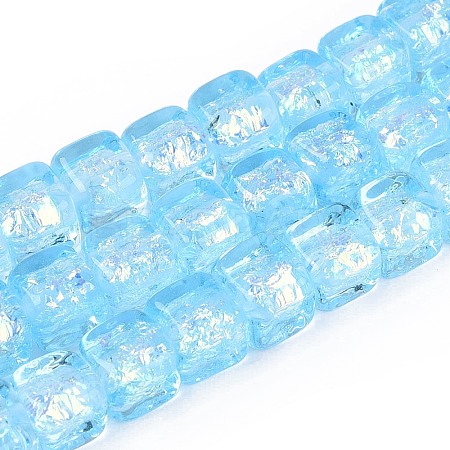Handmade Foil Glass Beads Strands FOIL-Q002-04C-1