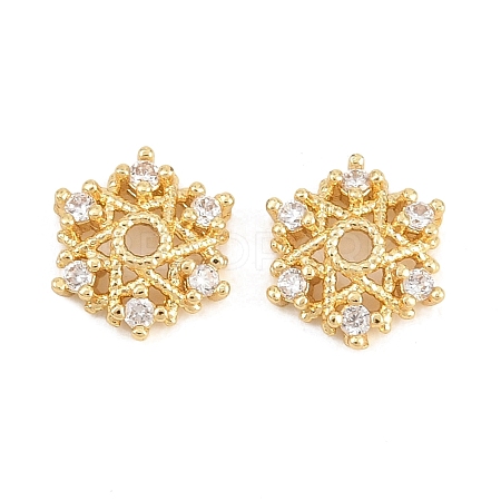 Christmas Brass Clear Cubic Zirconia Beads LS-KK-B186-12G-1