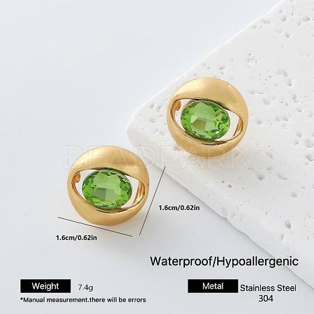 304 Stainless Steel Rhinestone Stud Earrings for Women OH3456-1-1