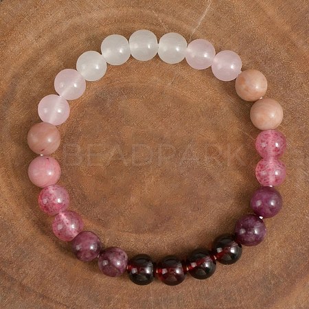 Natural Rhodonite & Glass Imitation Gemstone Beaded Bracelets WG6A8BD-09-1
