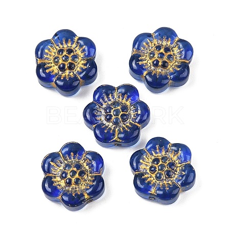 Baking Paint and Golden Metal Enlaced Glass Beads DGLA-T004-10I-1