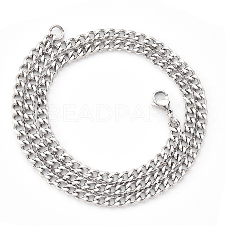 Non-Tarnish Men's 201 Stainless Steel Cuban Chain Necklace NJEW-R257-001B-P-1