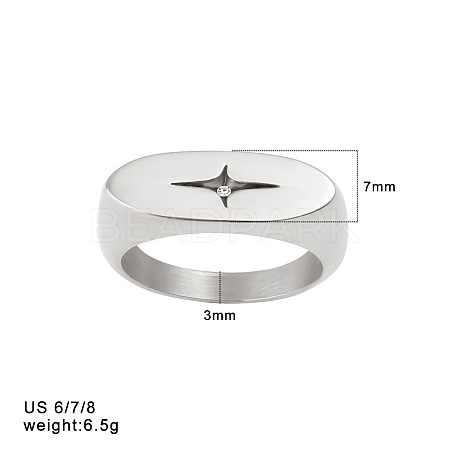 304 Stainless Steel & Clear Cubic Zirconia Finger Rings WGE7D38-01-1