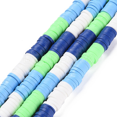 Fixed 4 Color Handmade Polymer Clay Bead Strands CLAY-S096-029G-1
