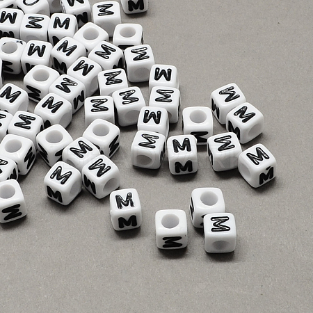 Large Hole Acrylic Letter European Beads X-SACR-Q103-6mm-01M-1