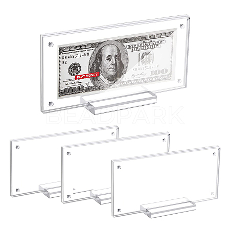 CHGCRAFT 3 Sets Transparent Acrylic Currency Display Frames ODIS-CA0001-14-1