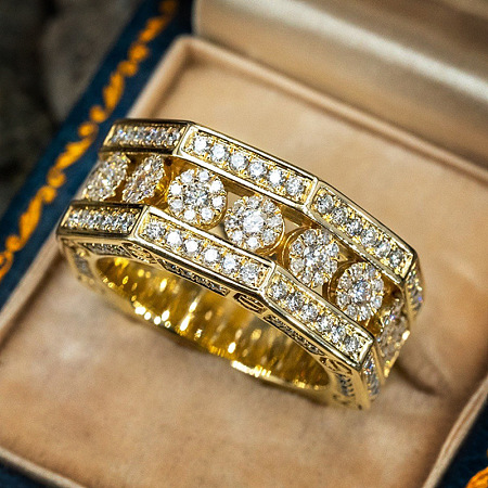 Brass Micro Pave Clear Cubic Zirconia Finger Rings for Men FS-WG63B19-03-1