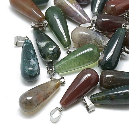 Natural Indian Agate Pendants X-G-T081-05-1