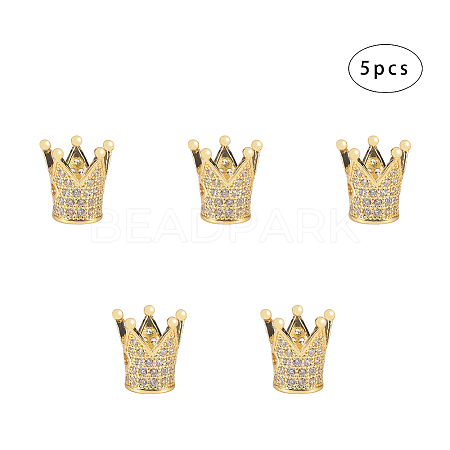 Eco-Friendly Brass Micro Pave Cubic Zirconia Crown Beads ZIRC-NB0001-07-NR-1