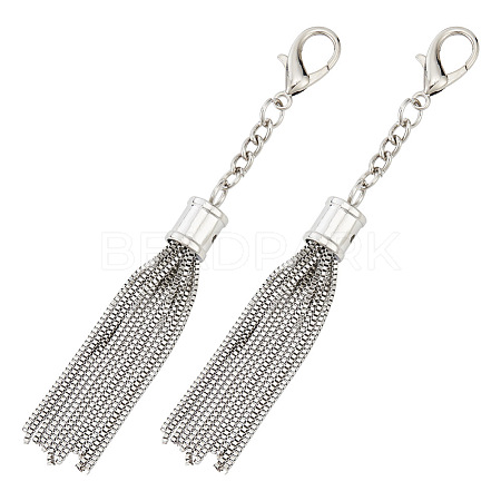 Unicraftale 2Pcs Alloy Keychain Tassel Chain Pendant Decoration HJEW-UN0001-23-1