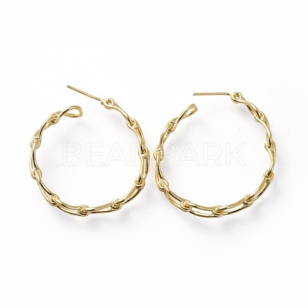 Brass Stud Earrings EJEW-L234-14G-1