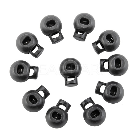1-Hole Dyed Iron Spring Loaded Eco-Friendly Plastic Round Buckle Cord Toggle Lock Beans Stoppers for Sportwear Luggage Backpack Straps X-FIND-E004-60B-15mm-1