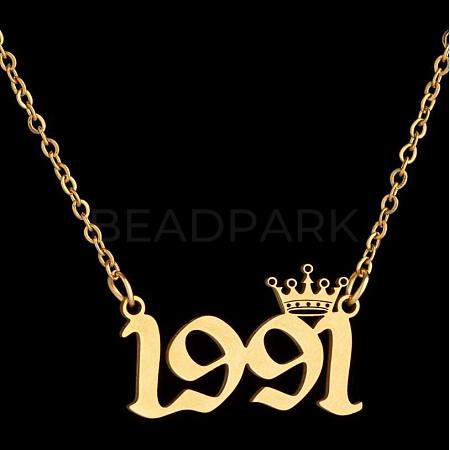 Crown Birth Year 201 Stainless Steel Pendant Necklaces for Women FS-WG4E8F2-12-1