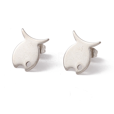 201 Stainless Steel Stud Earring Findings with Hole EJEW-A071-11A-P-1