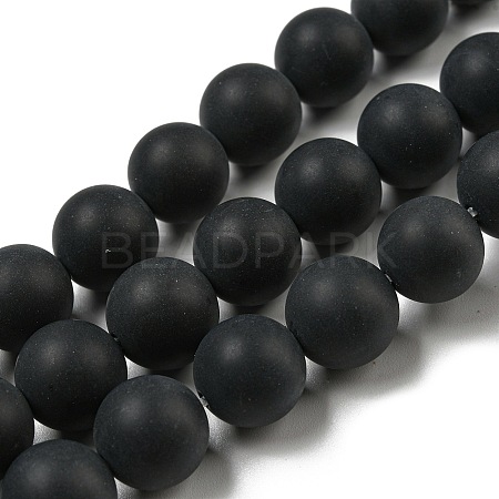 Grade A Natural Black Agate Beads Strands G447-6-1
