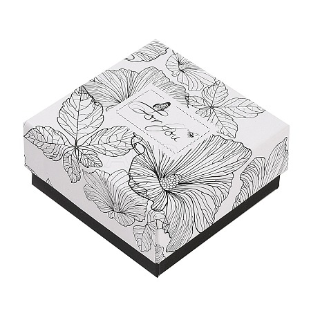 Flower Print Cardboard Paper Jewelry Storage Boxes LS-CON-P022-01C-1