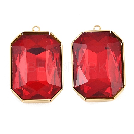 304 Stainless Steel & Glass Pendants STAS-G398-27G-02-1