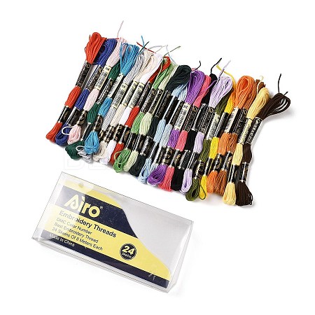 24 Skeins 24 Colors 6-Ply Polyester Embroidery Floss OCOR-K006-B01-1