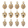 6Pcs Brass Micro Pave Clear Cubic Zirconia Charms KK-LS0001-41-1