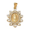 304 Stainless Steel Micro Pave Clear Cubic Zirconia Pendants CU-CBAF0F8-05B-G-1