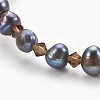 Natural Pearl Beads Stretch Bracelets BJEW-JB03893-02-2