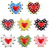 8Pcs 8 Colors Painted Glass Beads Bumpy Beads Heart LAMP-FS0001-50-1
