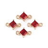 Brass Pave Glass Rhombus Links Connector Charms GLAA-Q088-001J-1
