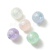 UV Plating Rainbow Iridescent Imitation Jelly Acrylic Beads OACR-K003-005-1