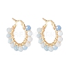 Faceted Round Natural Stone Beads Huggie Hoop Earrings for Girl Women EJEW-JE04687-5