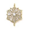 Brass Clear Cubic Zirconia Connector Snowflake Connector Charms KK-L229-079G-02-1