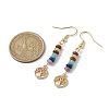 3 Pairs 3 Color Natural & Synthetic Mixed Gemstone Disc Beaded Dangle Earrings EJEW-JE05643-3