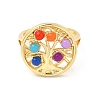 Colorful Resin Beaded Tree of Life Open Cuff Ring RJEW-G274-02G-2