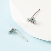 Brass Micro Pave Cubic Zirconia Charistmas Tree Stud Earrings EJEW-L278-09P-3