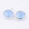 Silver Color Plated Brass Glass Flat Round Charms GLAA-M003-A-18S-2