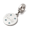 304 Stainless Steel Sapphire Rhinestone European Dangle Charms STAS-D153-06B-P-2