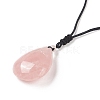 Natural Rose Quartz Pendant Necklace for Women NJEW-C031-01-3